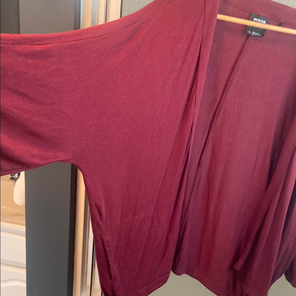 Prana Women's Burgundy Batwing Cardigan - Picture 2 of 5